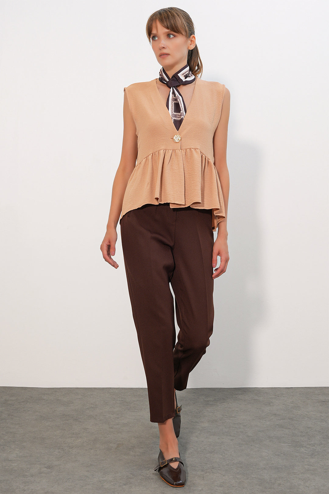 Bigdart Blouse sans manches à boutons pour femmes 994 - Tabac