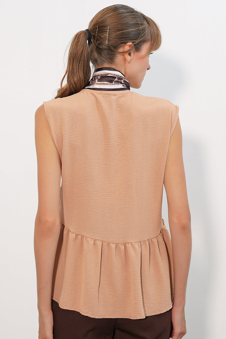Bigdart Blouse sans manches à boutons pour femmes 994 - Tabac