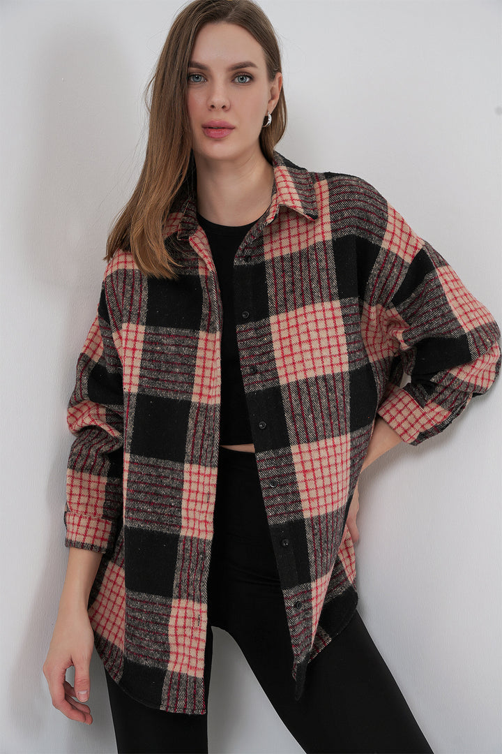 Bigdart Chemise oversize à carreaux pour femme 3854 A.Poudré