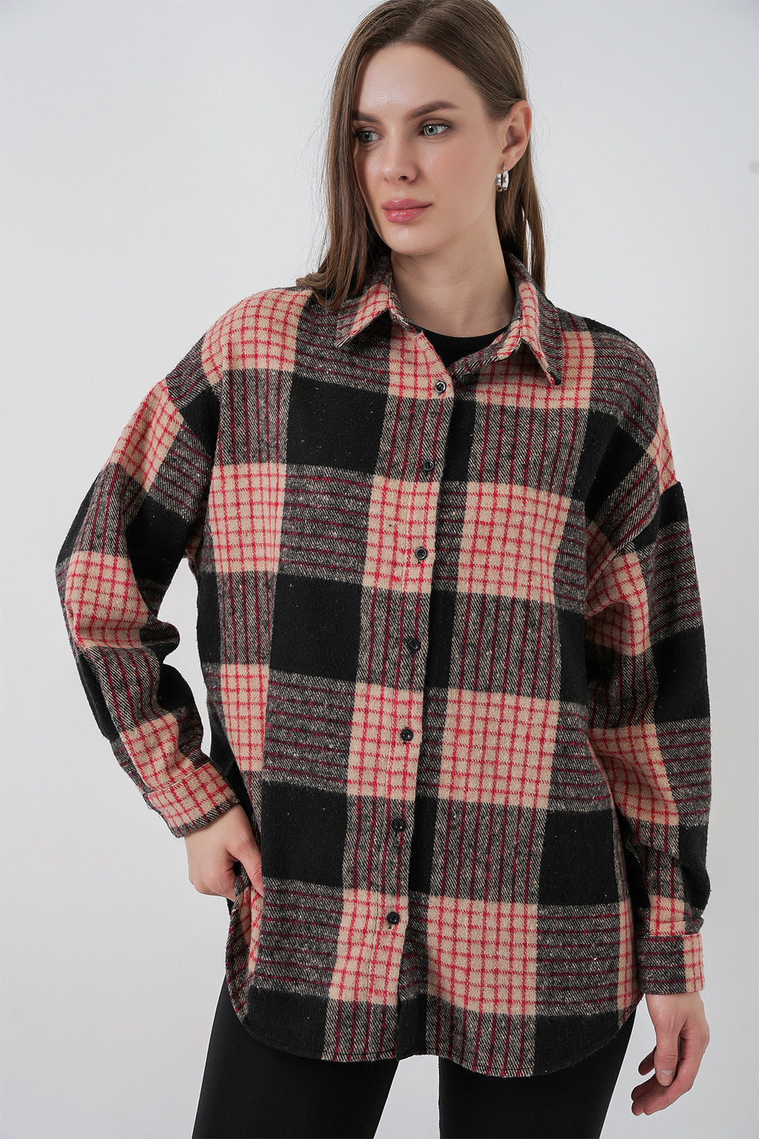 Bigdart Chemise oversize à carreaux pour femme 3854 A.Poudré