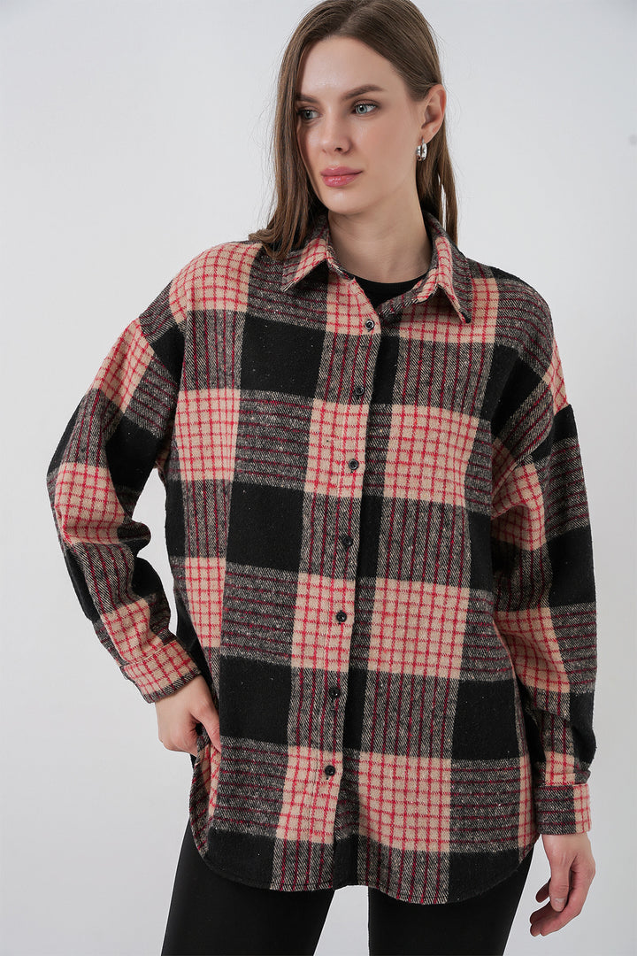 Bigdart Chemise oversize à carreaux pour femme 3854 A.Poudré