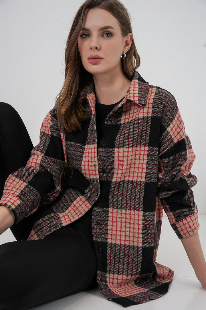 Bigdart Chemise oversize à carreaux pour femme 3854 A.Poudré