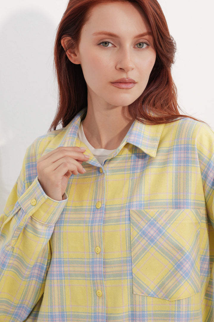 Bigdart Chemise oversize à carreaux pour femme 3854 - Vert