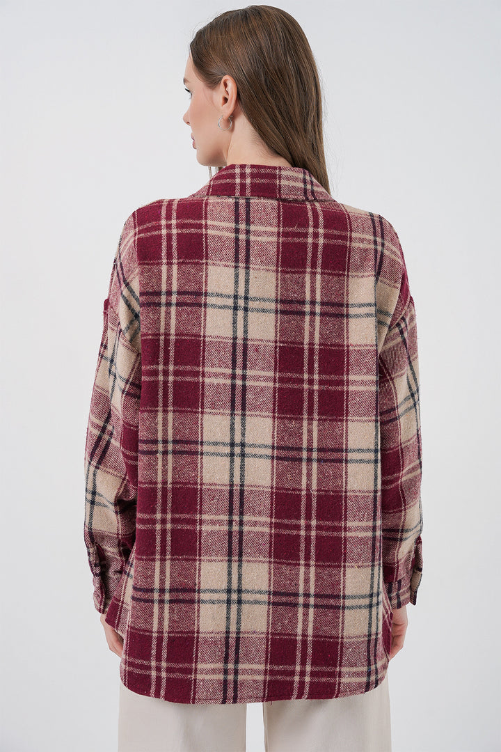 Bigdart Chemise oversize à carreaux pour femme 3854 Bordeaux - Bordeaux