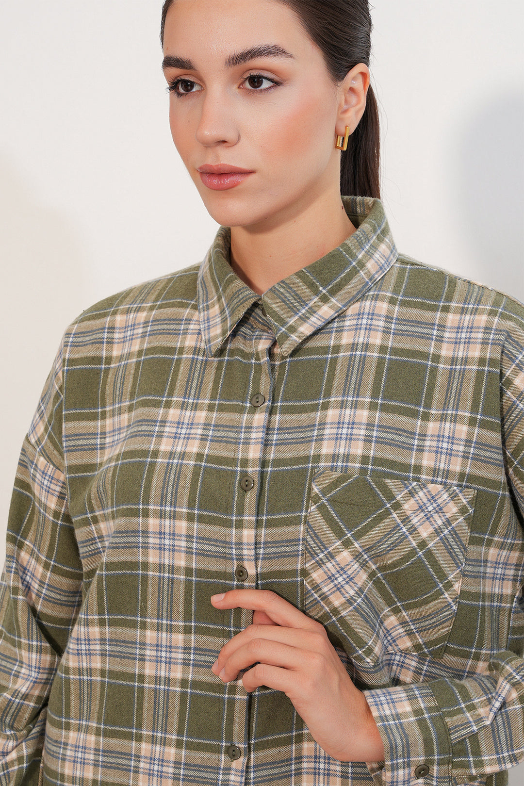 Bigdart Chemise oversize à carreaux pour femme 3854 E.Vert - Vert