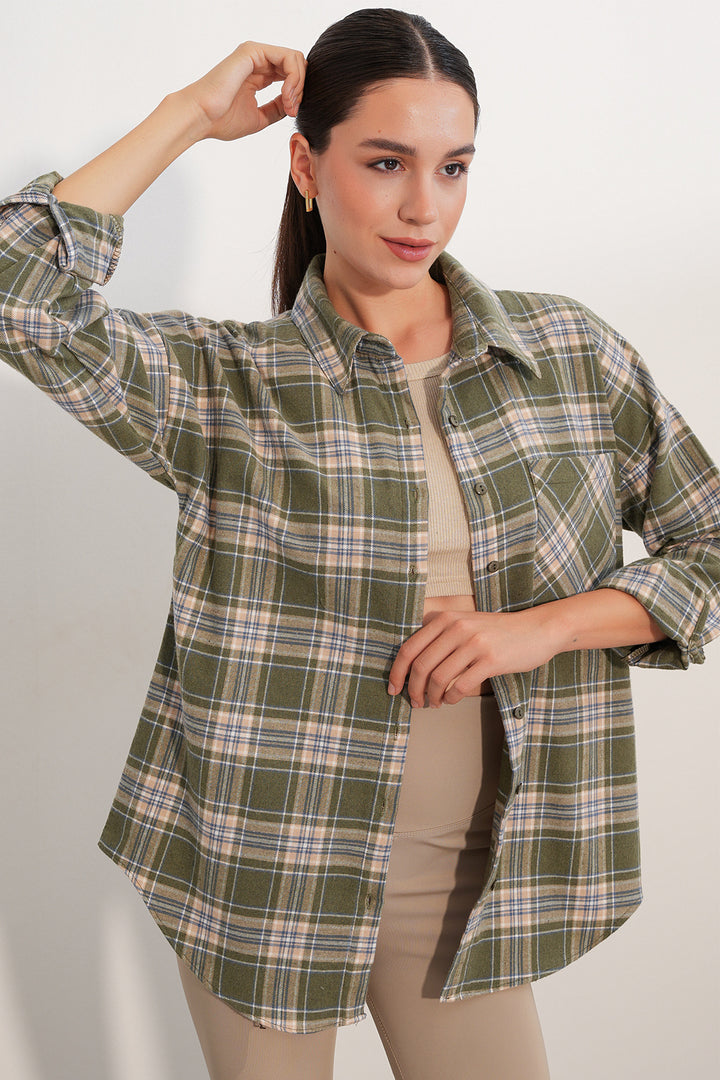 Bigdart Chemise oversize à carreaux pour femme 3854 E.Vert - Vert