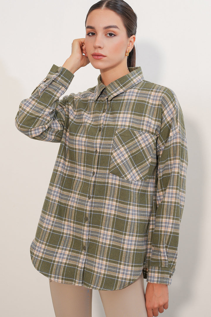 Bigdart Chemise oversize à carreaux pour femme 3854 E.Vert - Vert