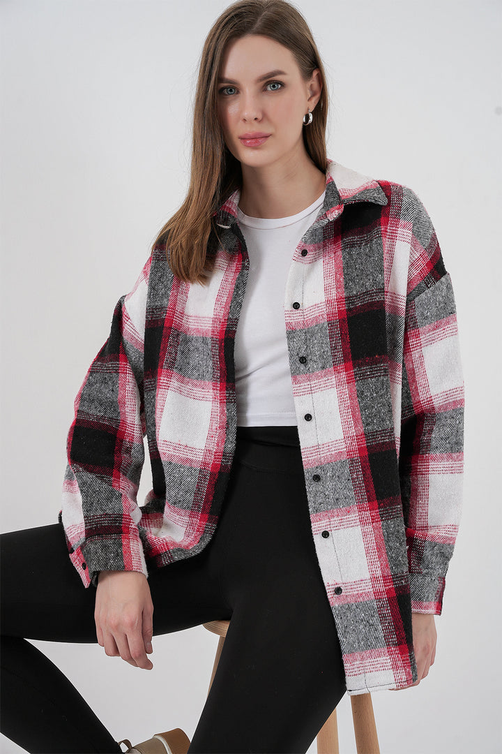 Bigdart Chemise oversize à carreaux pour femme 3854 Terre cuite