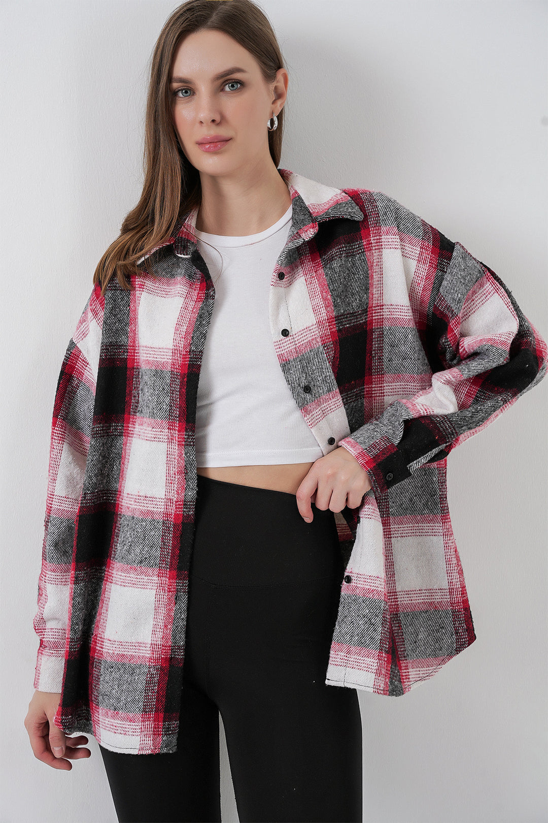 Bigdart Chemise oversize à carreaux pour femme 3854 Terre cuite