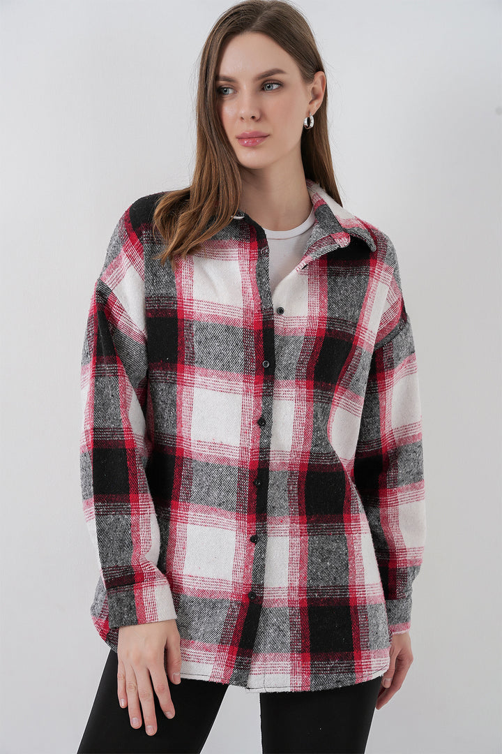 Bigdart Chemise oversize à carreaux pour femme 3854 Terre cuite