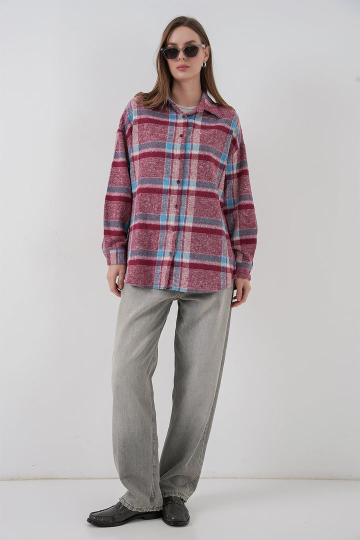 Bigdart Chemise oversize à carreaux pour femme 3854 Violet