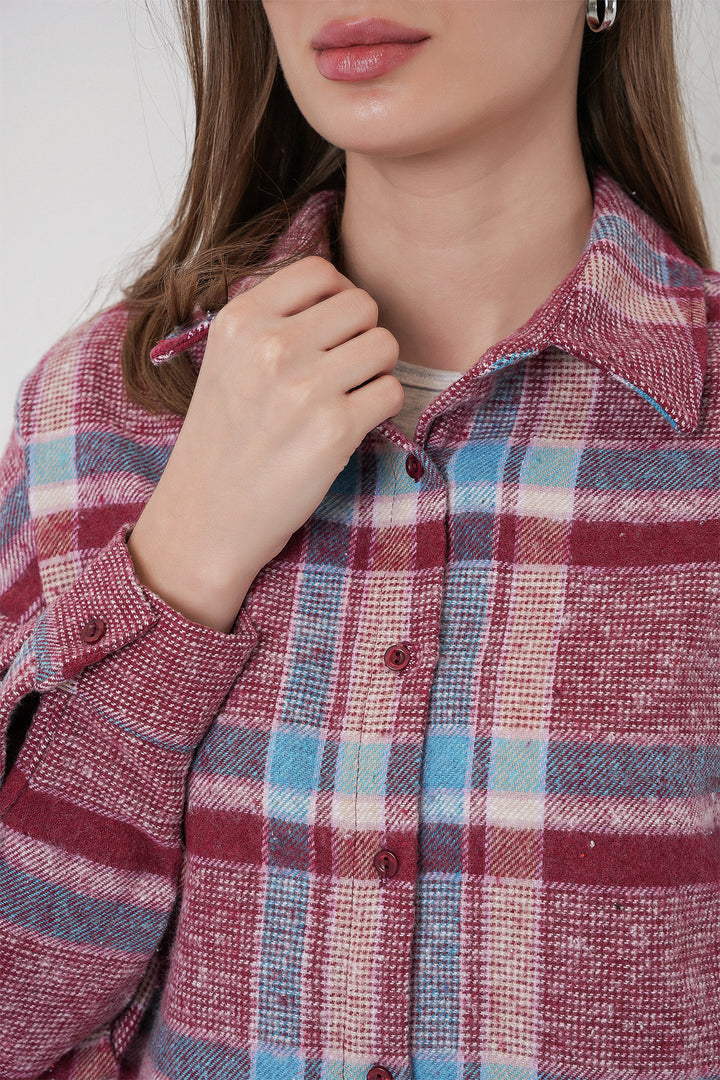 Bigdart Chemise oversize à carreaux pour femme 3854 Violet
