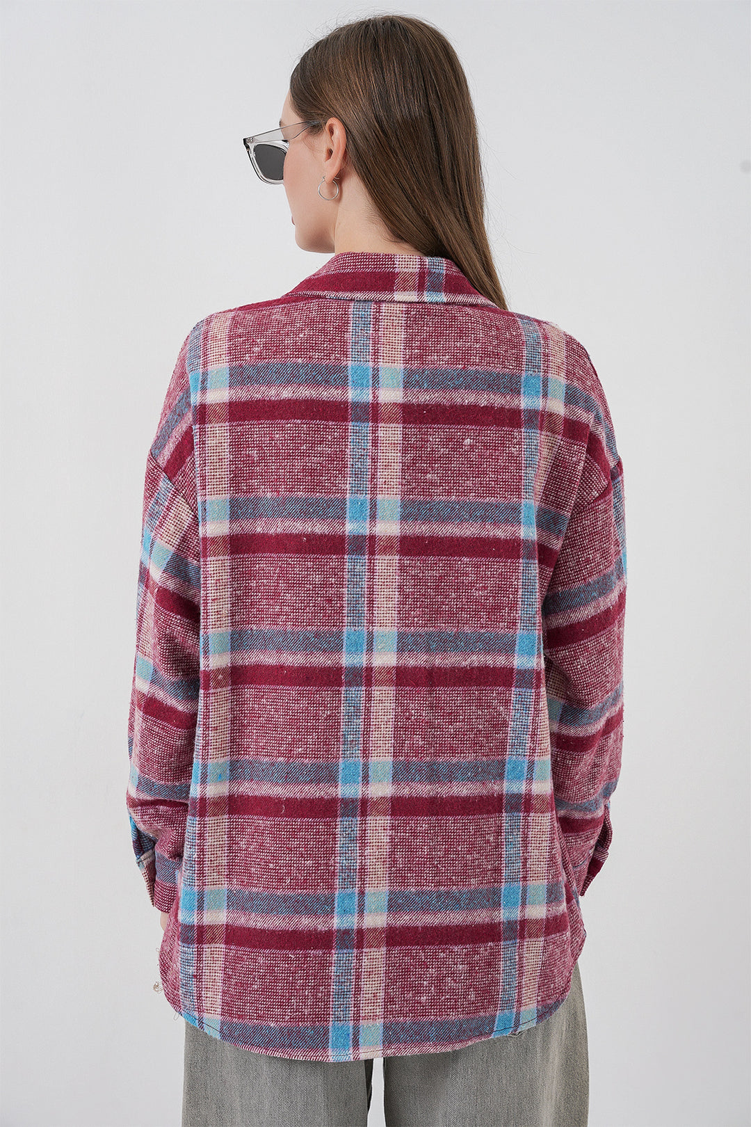 Bigdart Chemise oversize à carreaux pour femme 3854 Violet