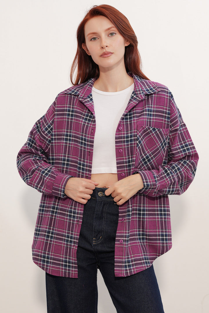 Bigdart Chemise oversize à carreaux femme 3854 Violet - Violet