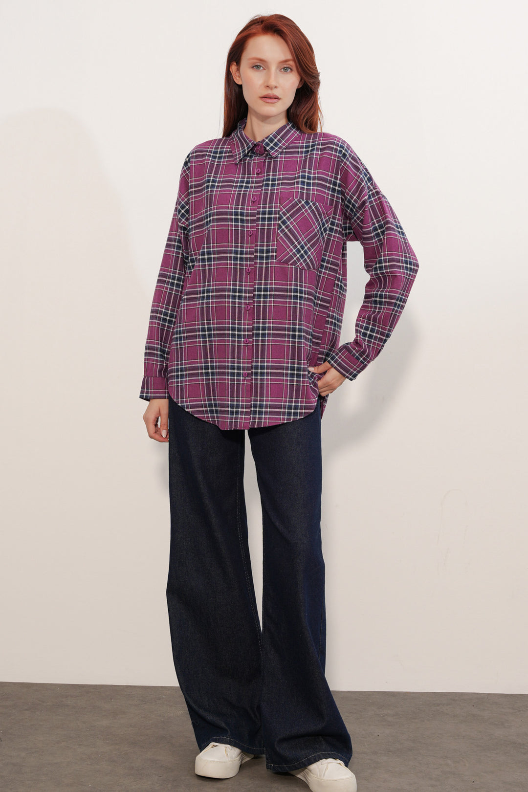 Bigdart Chemise oversize à carreaux femme 3854 Violet - Violet