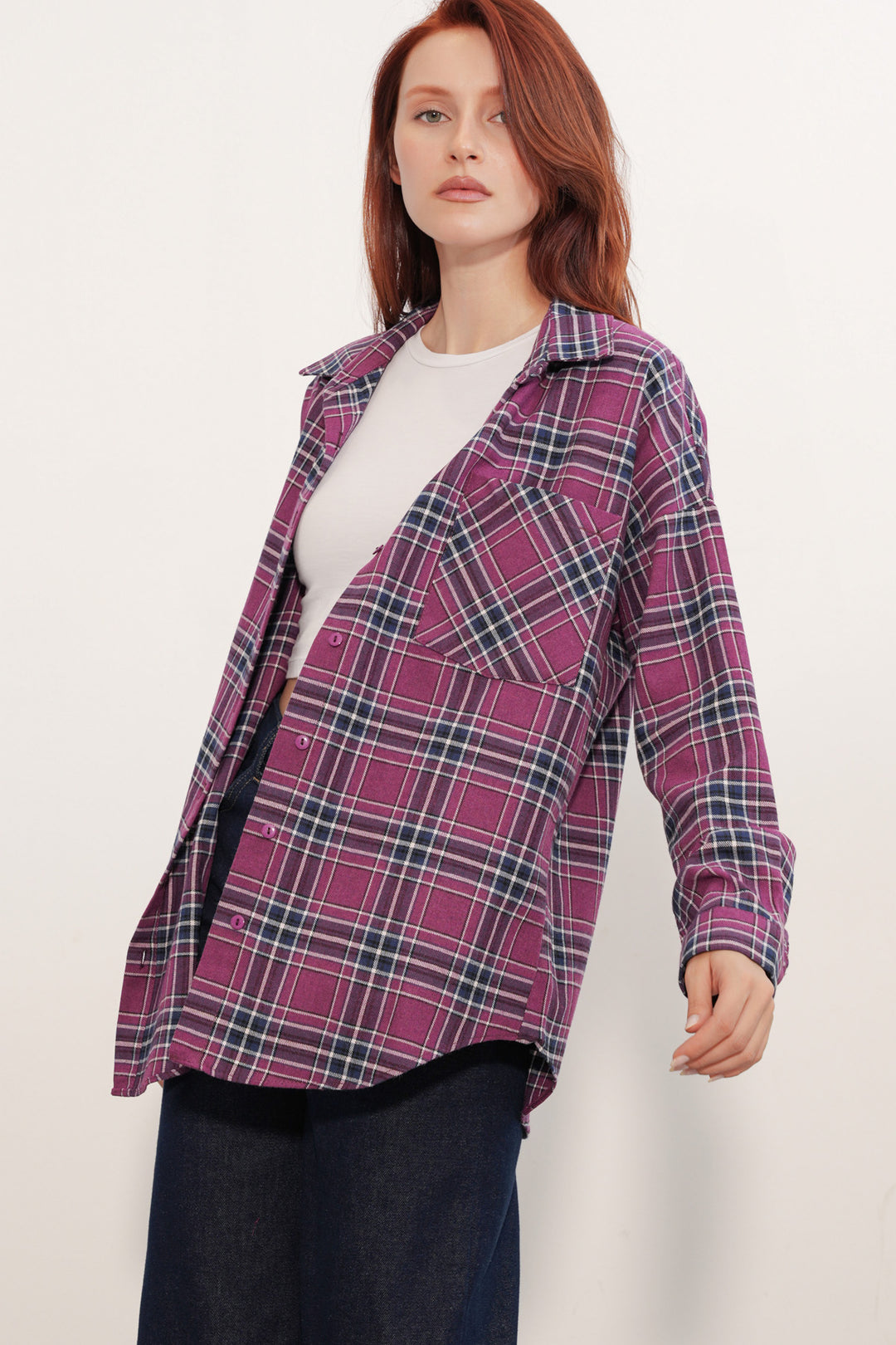 Bigdart Chemise oversize à carreaux femme 3854 Violet - Violet