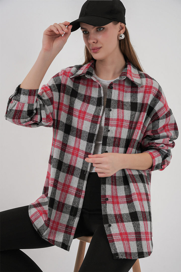 Bigdart Chemise oversize à carreaux pour femme 3854 Orange