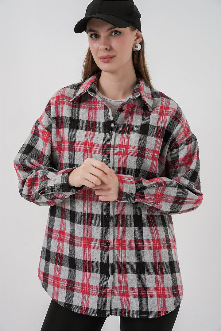 Bigdart Chemise oversize à carreaux pour femme 3854 Orange