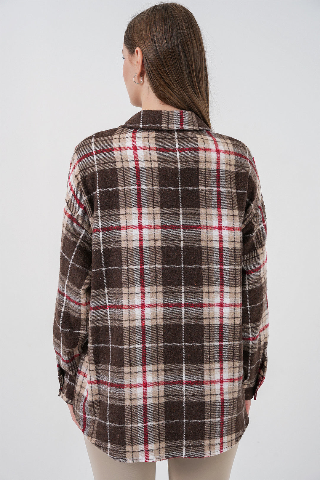 Bigdart Chemise oversize à carreaux pour femme 3854 Vison - Vison