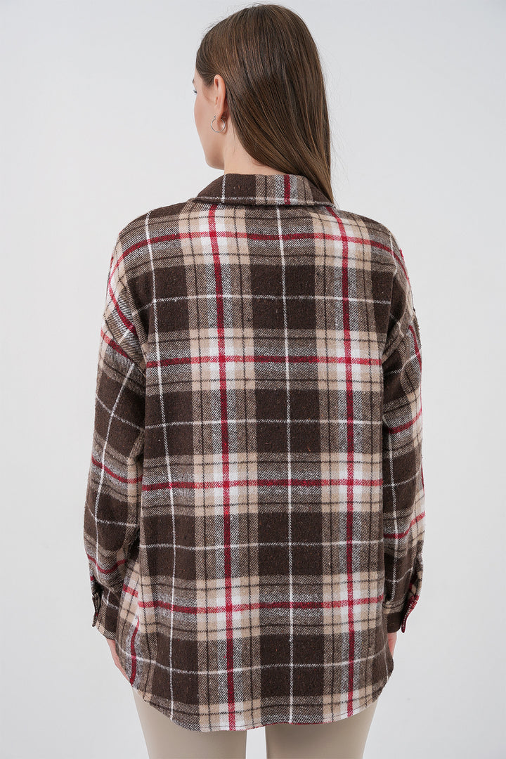 Bigdart Chemise oversize à carreaux pour femme 3854 Vison - Vison