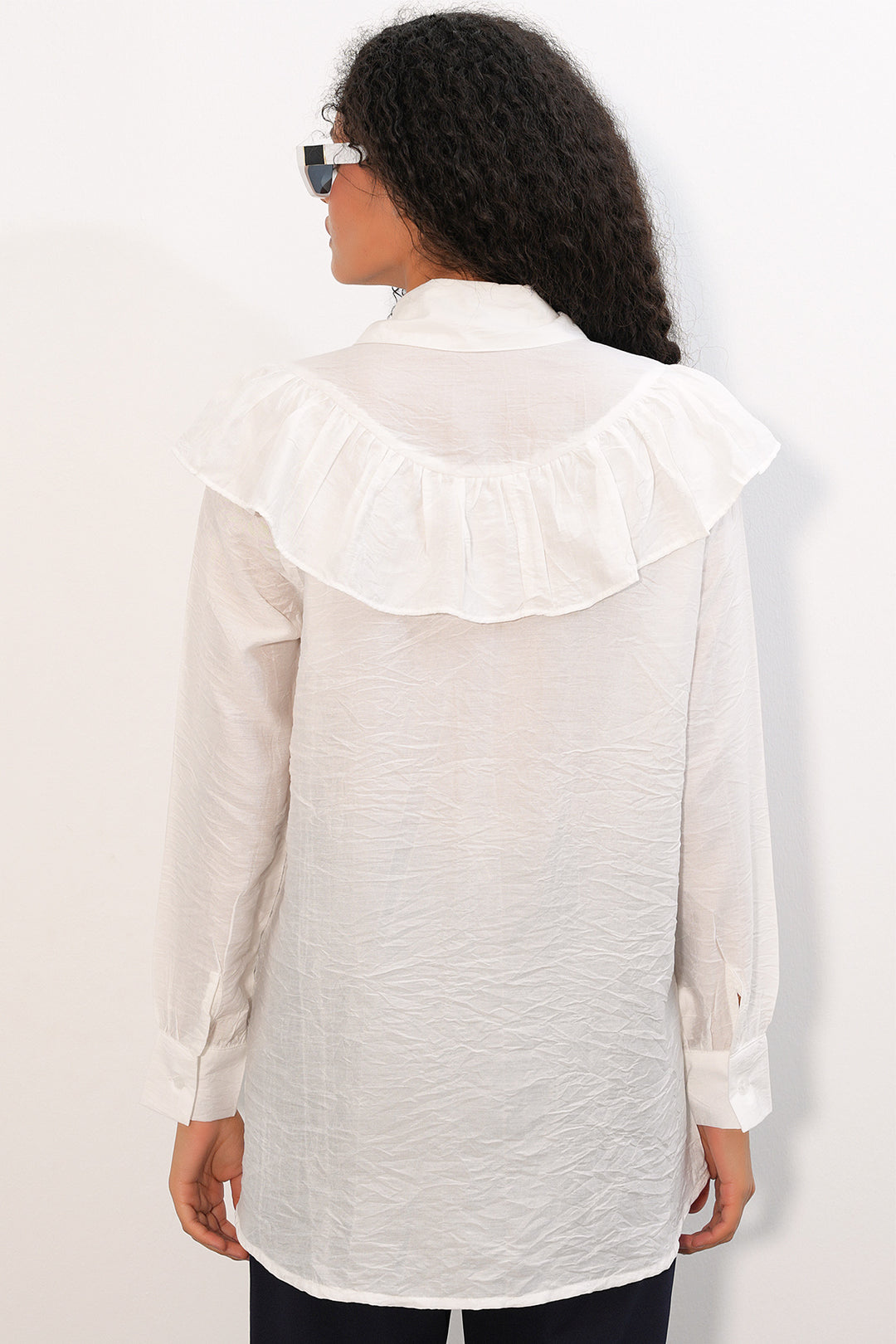 Bigdart Chemisier Tunique Femme à Volants 5994 - Blanc