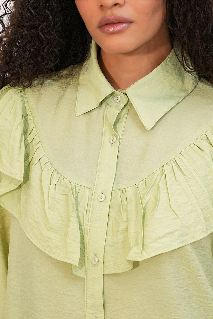 Bigdart Tunique Chemise à Volants Femme 5994 - Vert clair