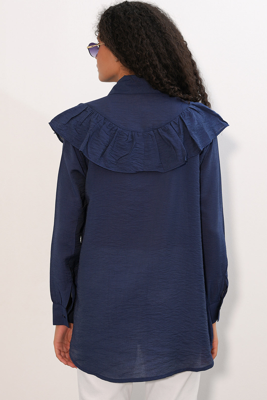 Bigdart Tunique Chemise à Volants Femme 5994 - Bleu marine