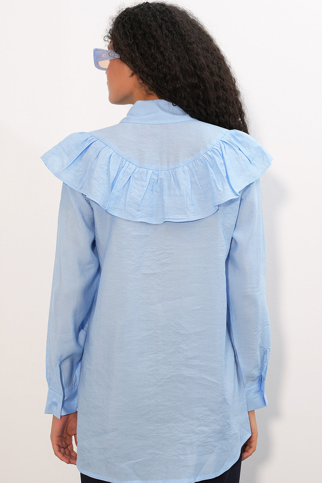 Bigdart Chemisier Tunique Femme à Volants 5994 - Bleu