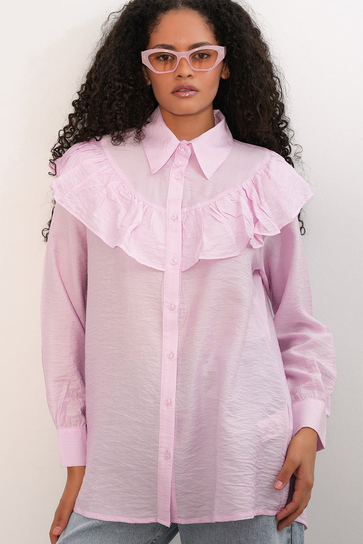 Bigdart Tunique Chemise à Volants Femme 5994 - Poudré