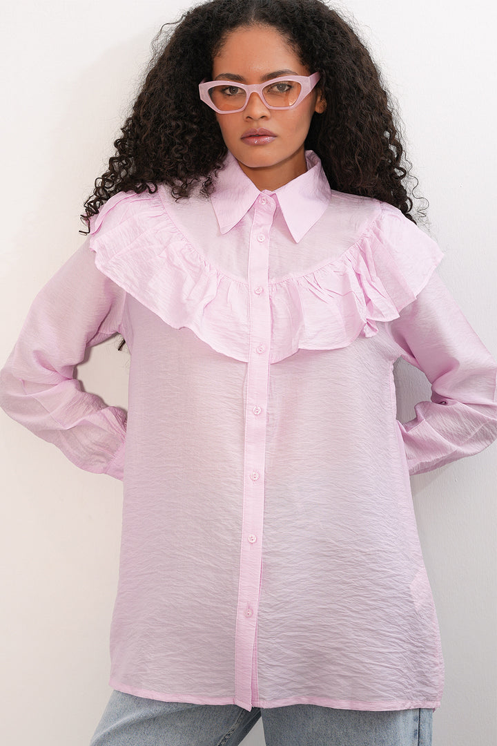 Bigdart Tunique Chemise à Volants Femme 5994 - Poudré
