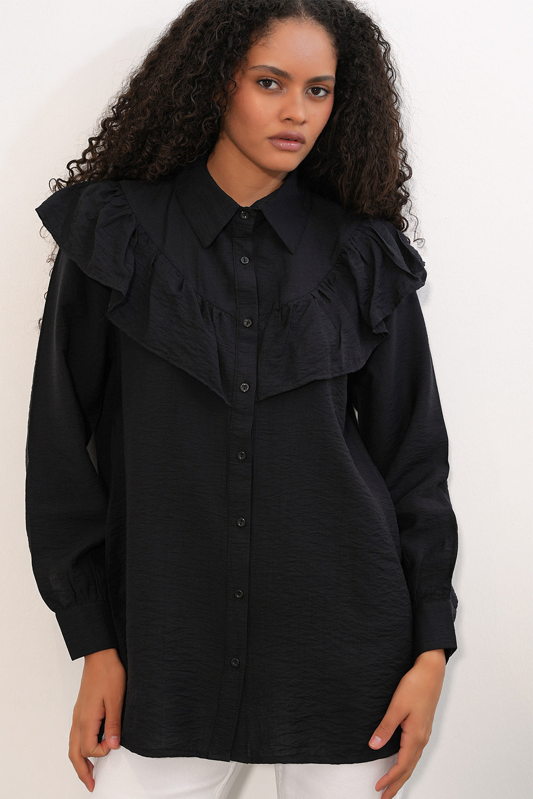 Bigdart Chemisier Tunique Femme à Volants 5994 - Noir