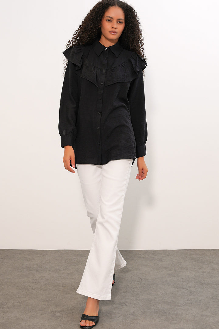 Bigdart Chemisier Tunique Femme à Volants 5994 - Noir