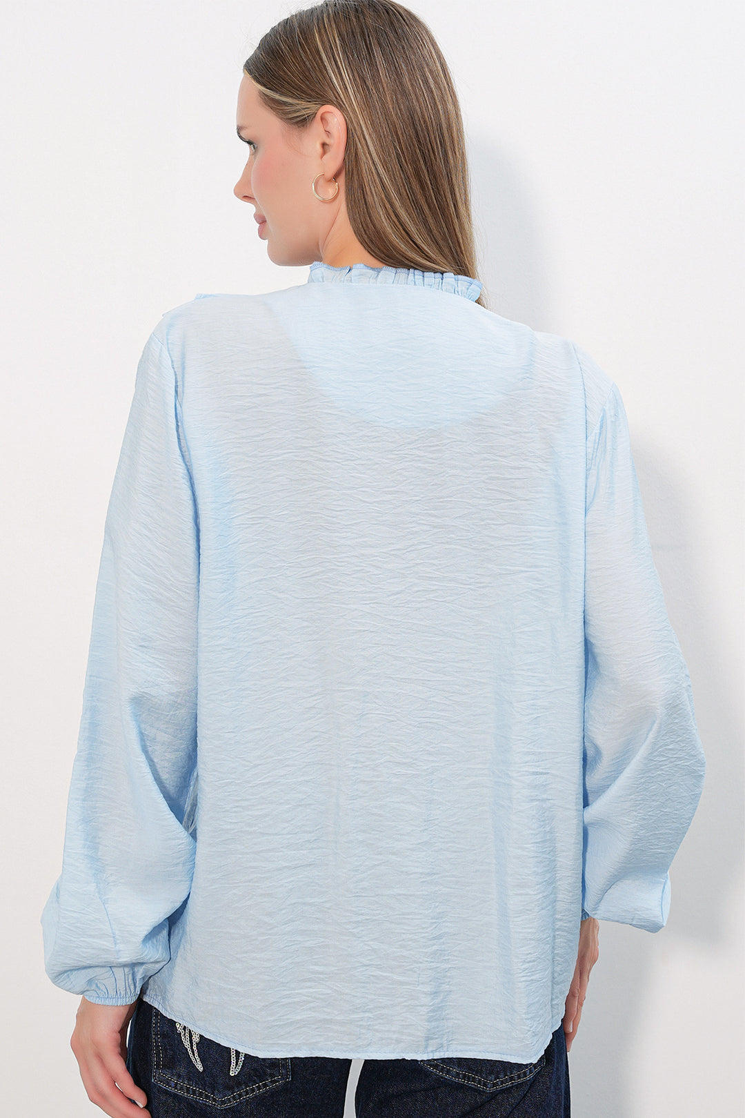 Bigdart Chemise à longues manches avec volants femme 40031 - Bleu
