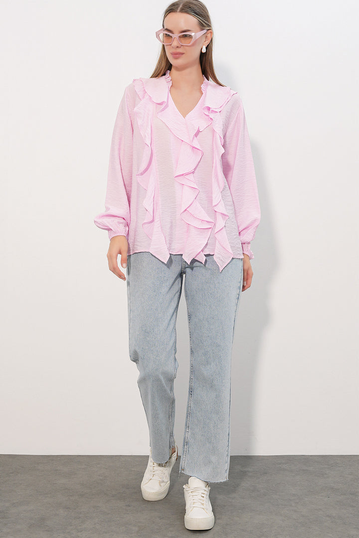 Bigdart Chemise à longues manches avec volants femme 40031 - Rose