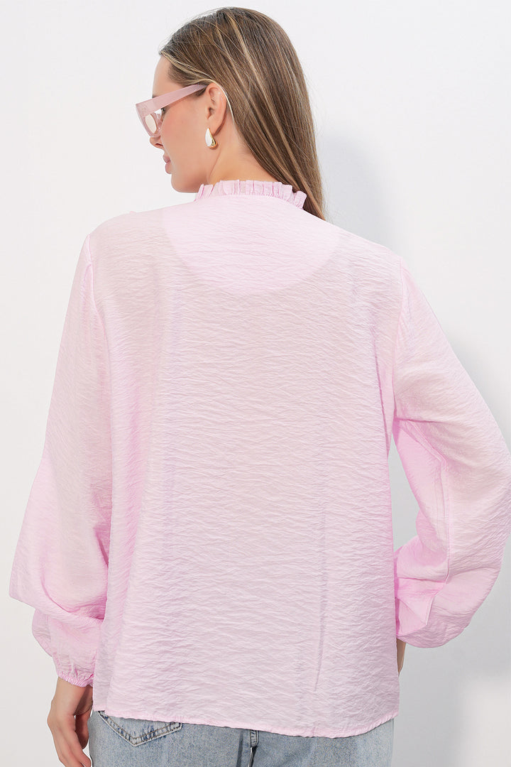 Bigdart Chemise à longues manches avec volants femme 40031 - Rose