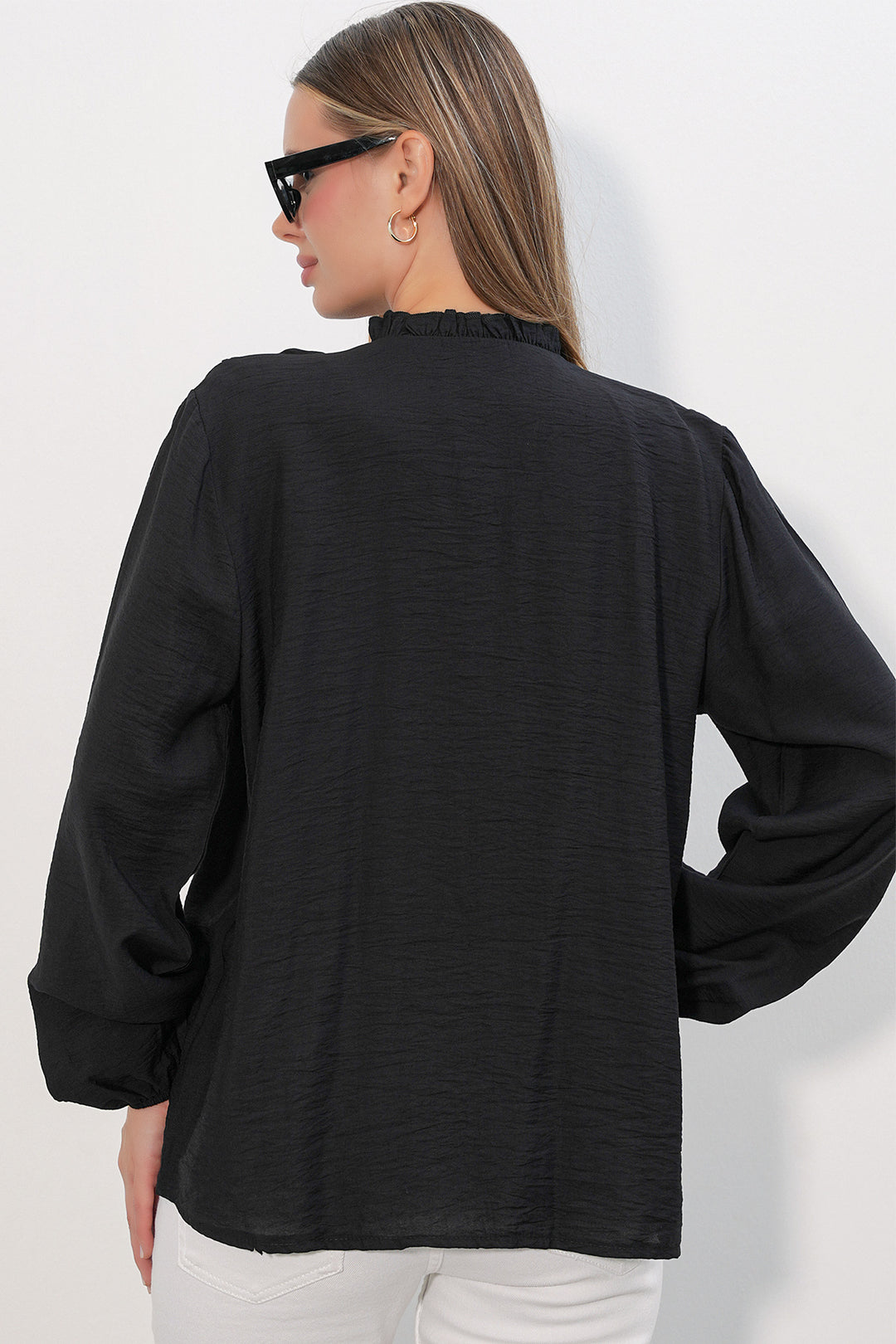 Bigdart Chemise à longues manches avec volants femme 40031 - Noir