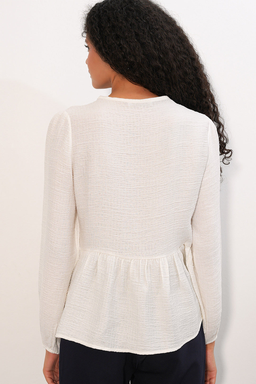 Bigdart Blouse à lacets et volants pour femme 999 - Blanc