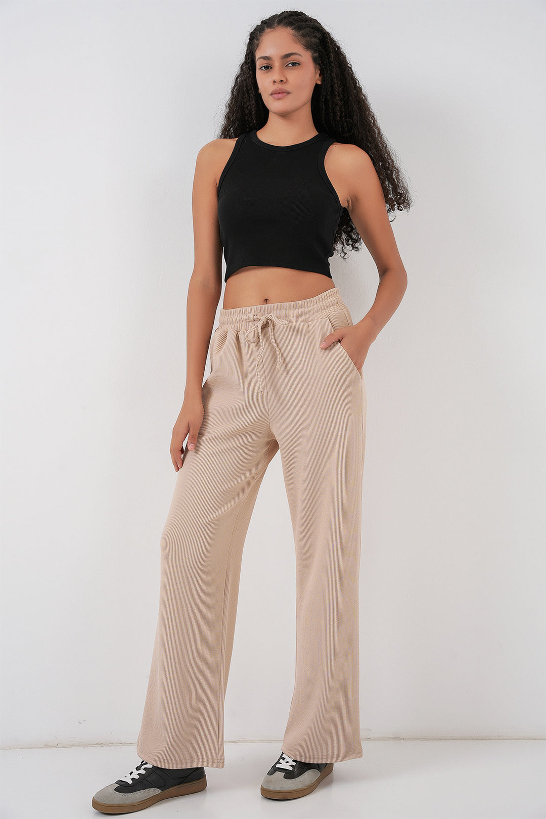 Bigdart Pantalon côtelé pour femme 30053 - Beige