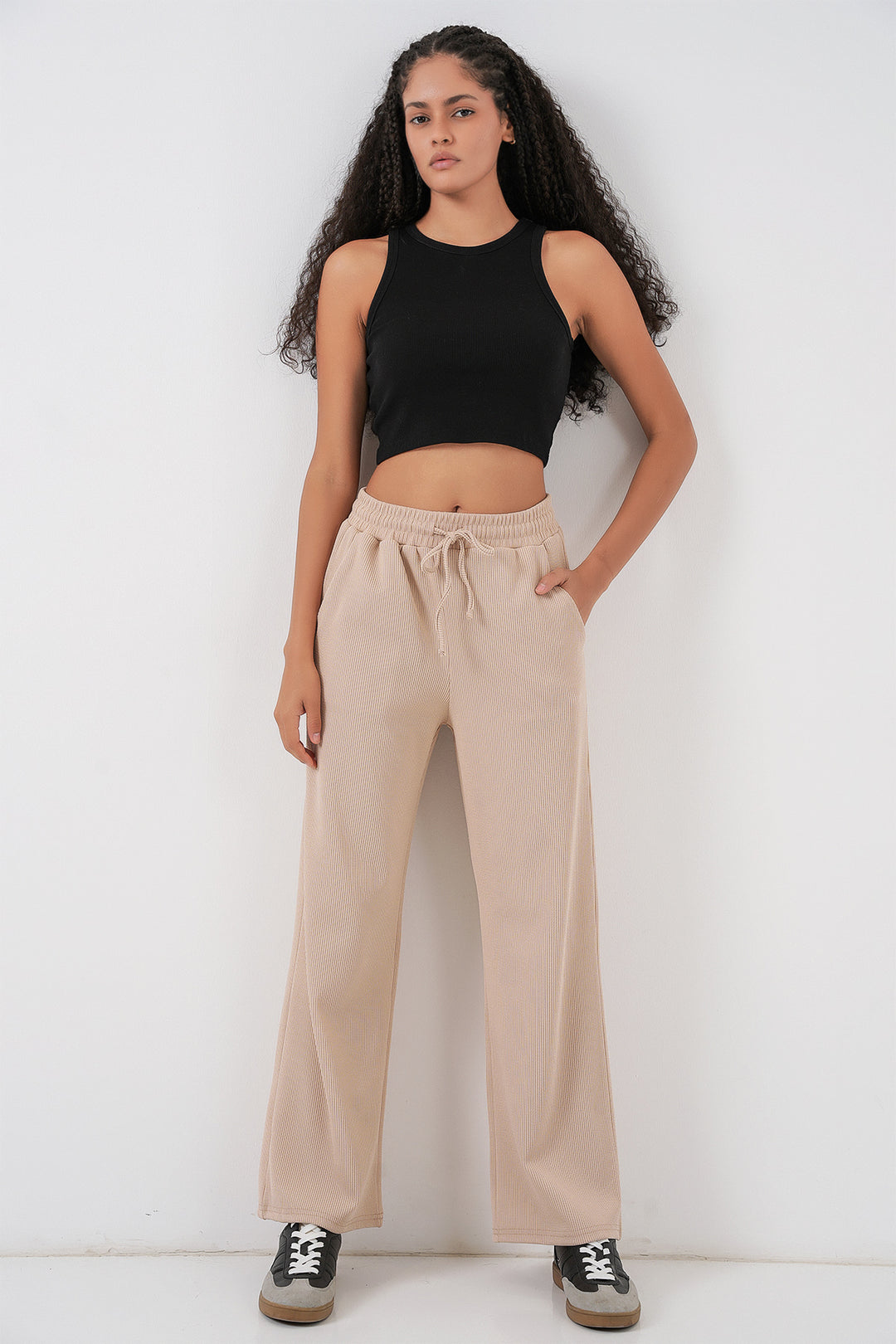 Bigdart Pantalon côtelé pour femme 30053 - Beige