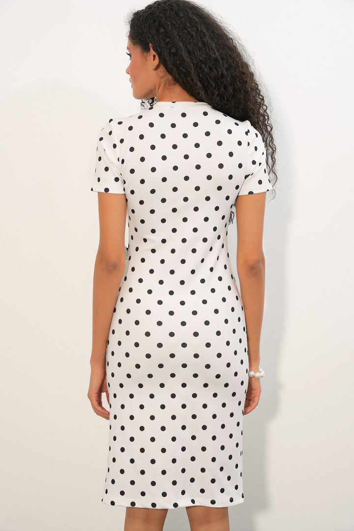 Bigdart Robe à pois avec détail nœud pour femme 2617 - Blanc