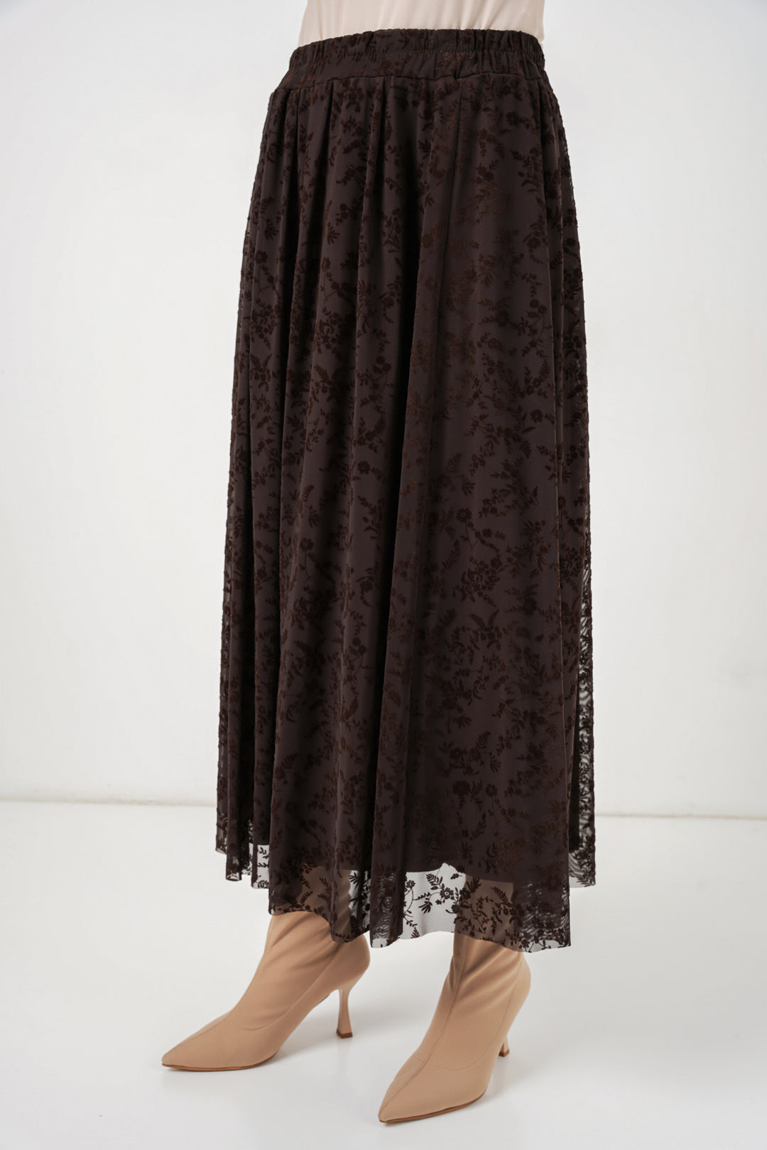 Bigdart Jupe doublée imprimée en velours pour femme 8069 - Marron