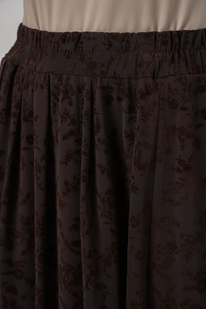 Bigdart Jupe doublée imprimée en velours pour femme 8069 - Marron