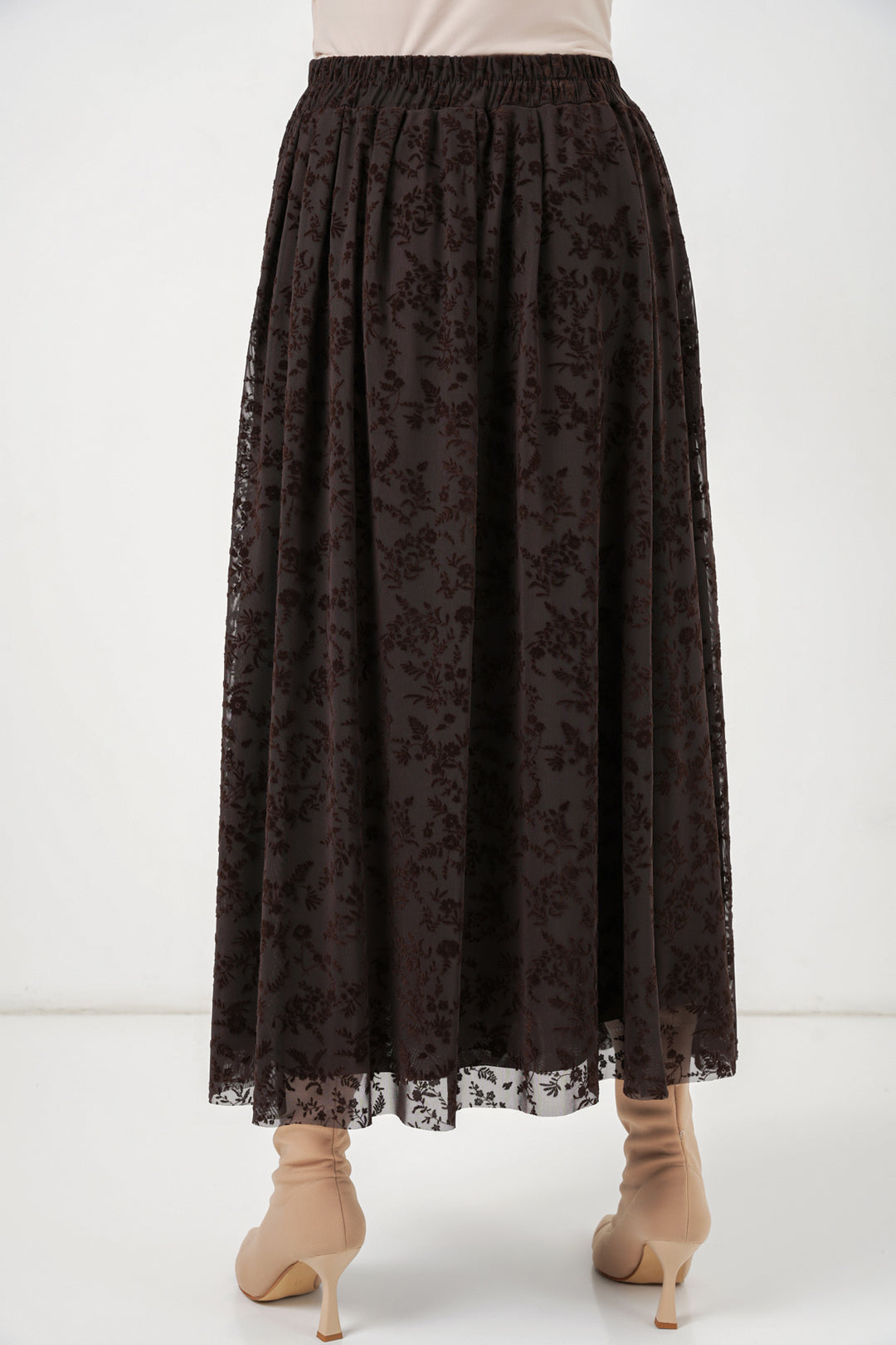 Bigdart Jupe doublée imprimée en velours pour femme 8069 - Marron