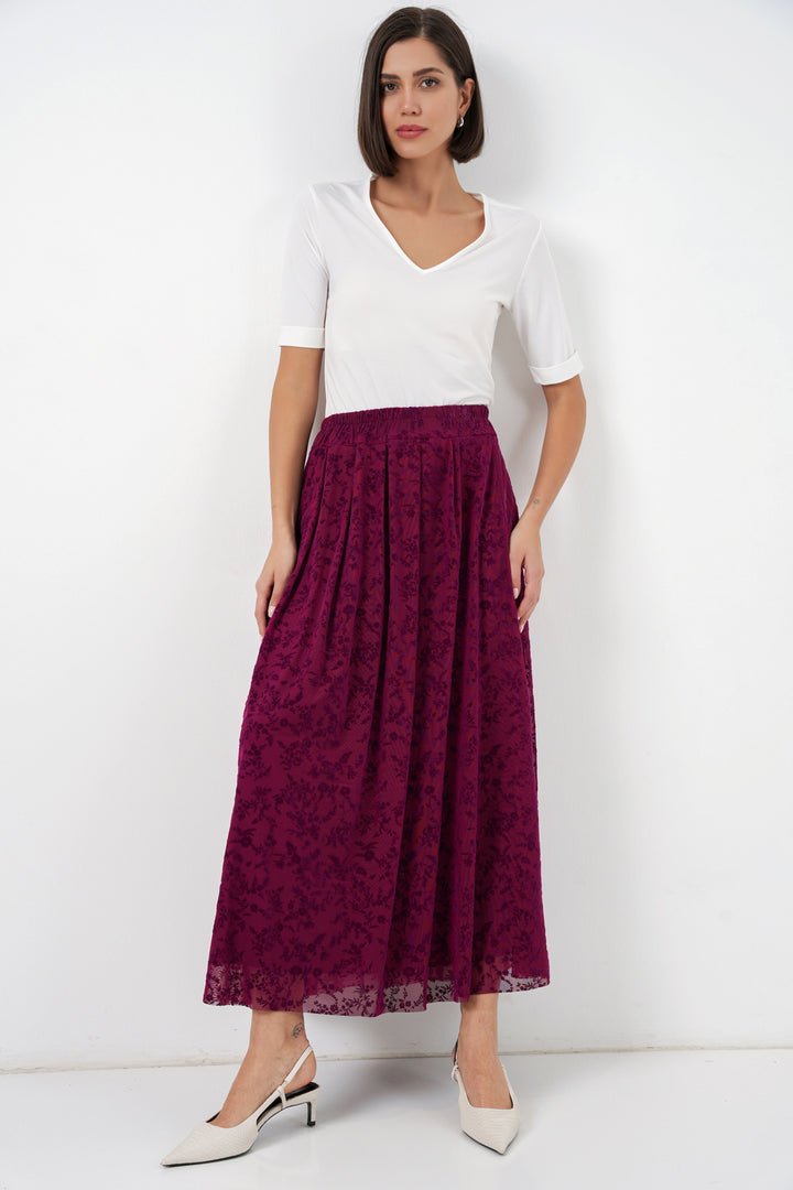 Bigdart Jupe en velours imprimée doublée 8069 - Violet
