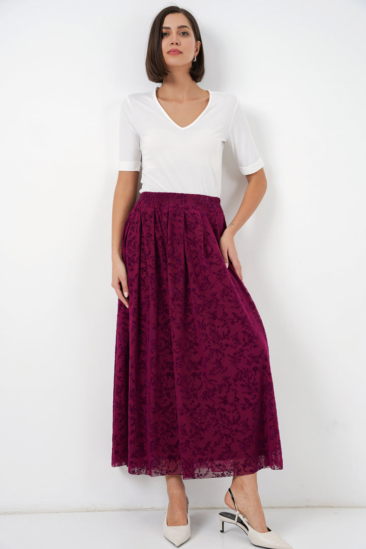 Bigdart Jupe en velours imprimée doublée 8069 - Violet