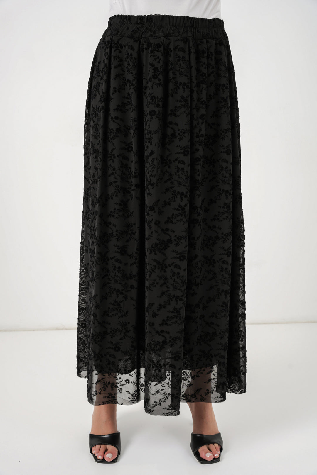 Bigdart Jupe doublée imprimée en velours pour femme 8069 - Noir