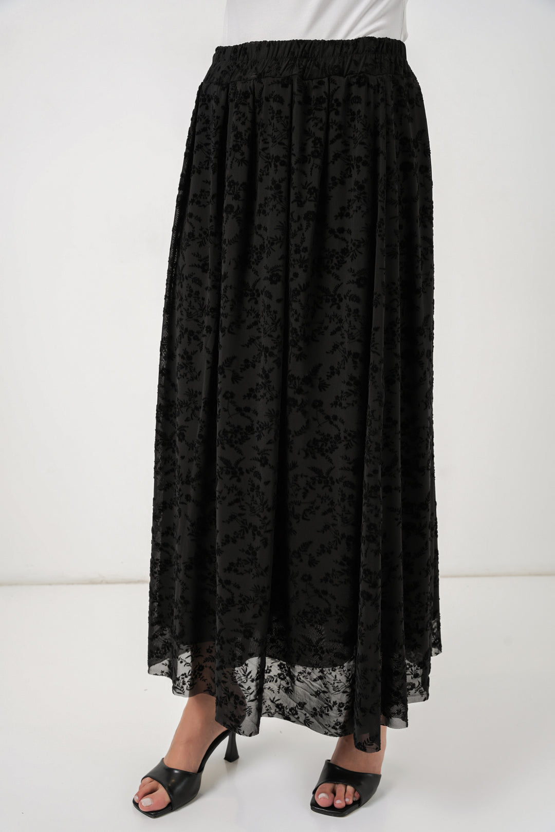 Bigdart Jupe doublée imprimée en velours pour femme 8069 - Noir