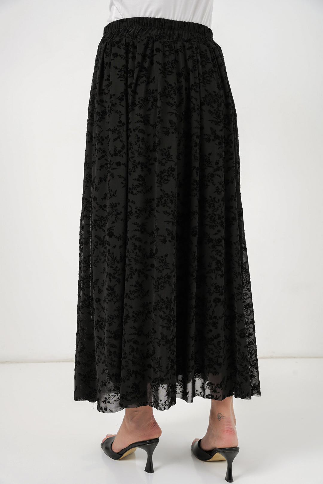 Bigdart Jupe doublée imprimée en velours pour femme 8069 - Noir