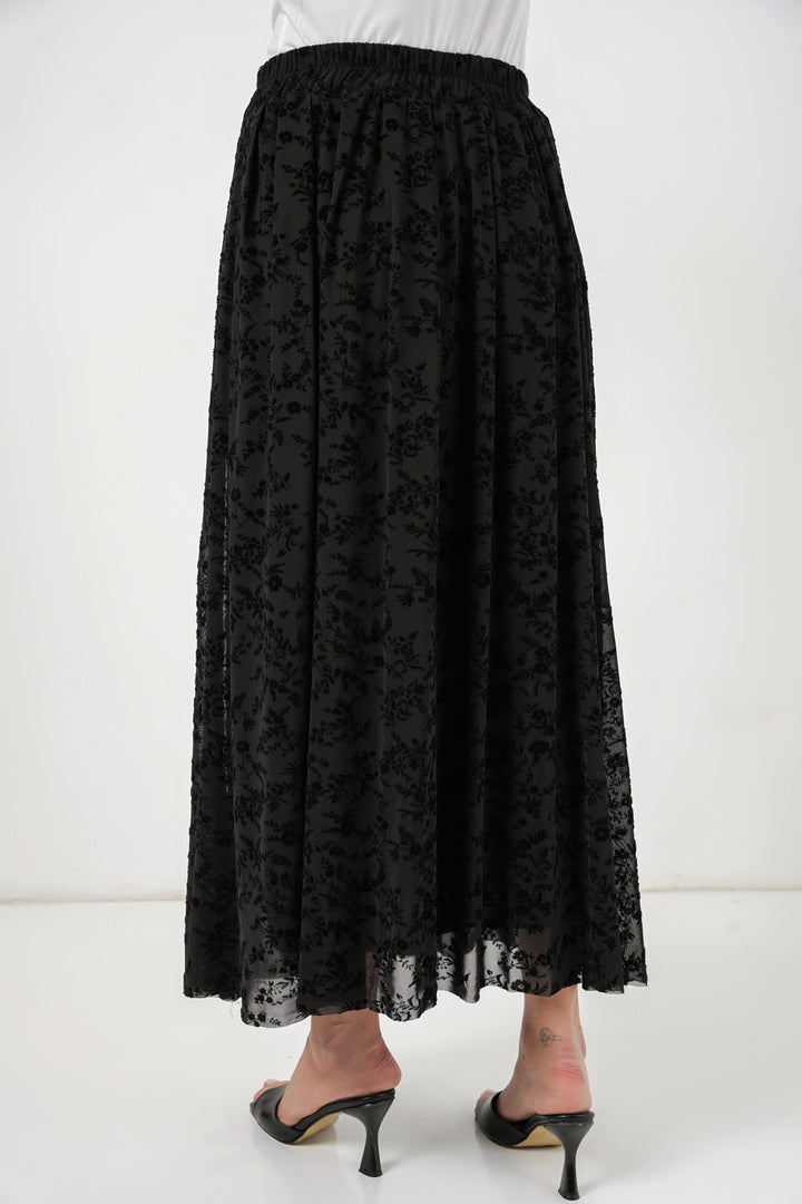 Bigdart Jupe doublée imprimée en velours pour femme 8069 - Noir