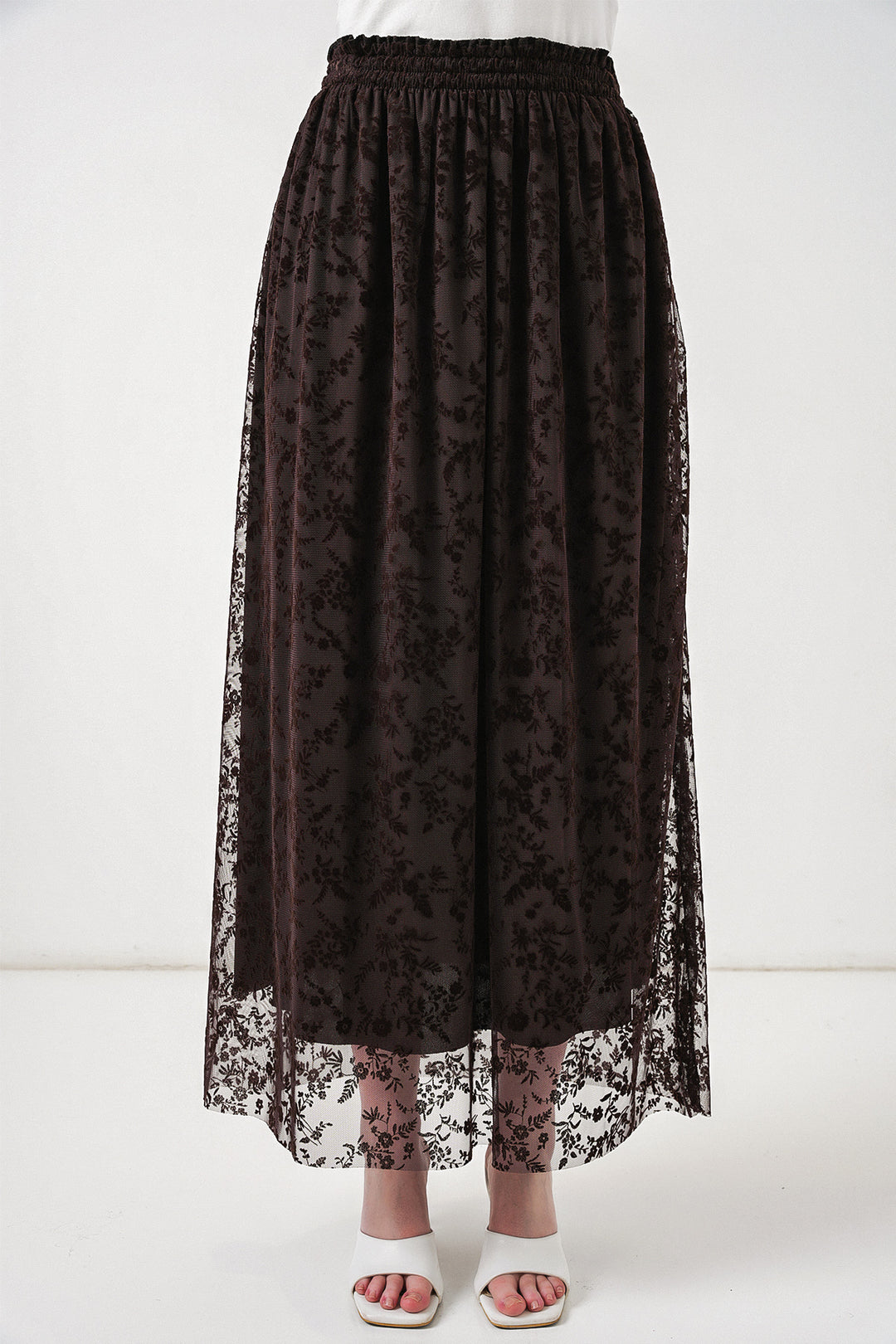 Bigdart Jupe doublée à motifs en velours pour femme 8076 - Marron